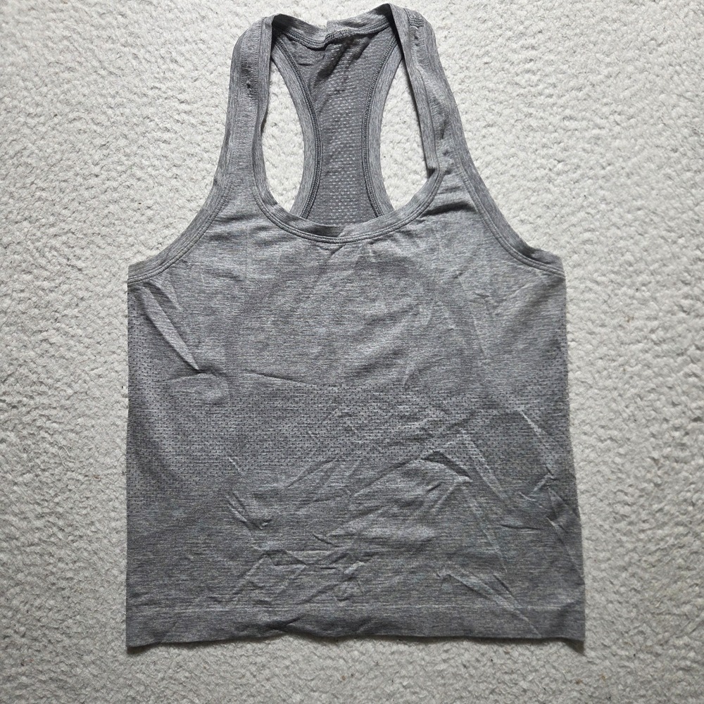 Lululemon Swiftly Tech Tank Top Womens 8 Gray Racerback Mesh Yoga Gym Workout